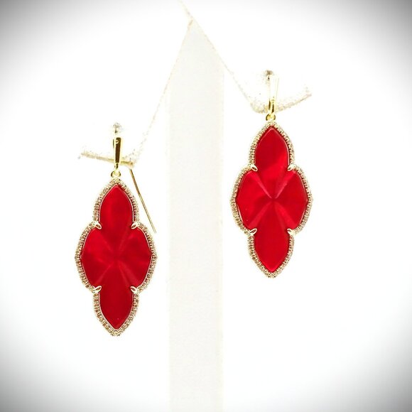 KENDRA SCOTT Abbie Gold Plated  Dangle Earrings in Red Illusion - Picture 1 of 7